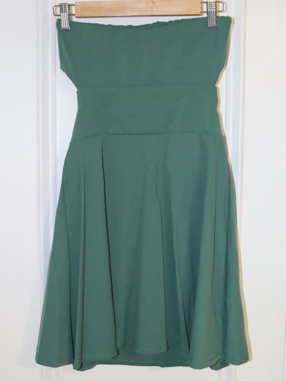 Green & Blue Strapless Cut-Out Dress
